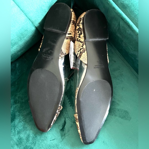 New Zara Snakeskin Clear Flats 9 - Picture 3 of 3